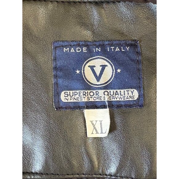 V MADE IN ITALY MENS FAUX LEATHER JACKET XL BLACK BUTTONS FRONT & IN POCKETS - Picture 10 of 12